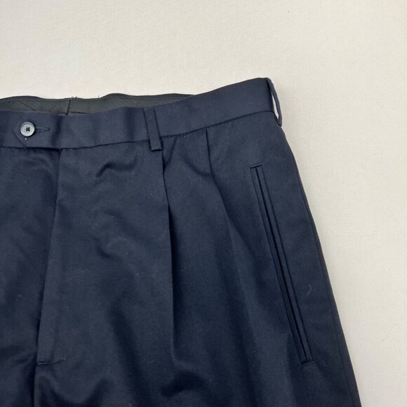 MASSINI Men’s Pleated Front Dress Pants Cuffed Navy Size 36x32 - Picture 3 of 8